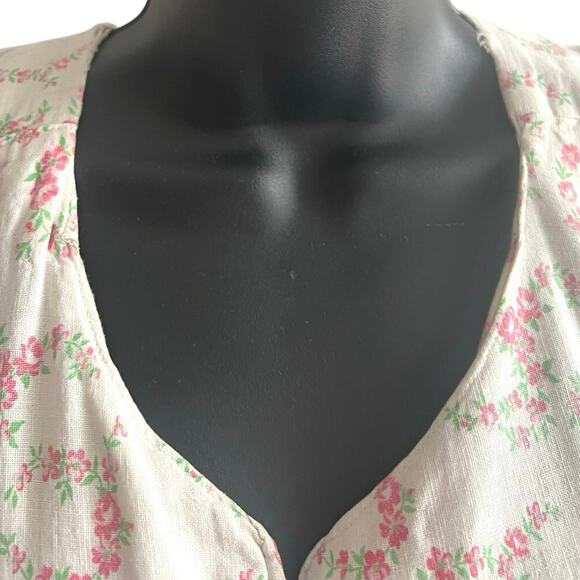 1940s Floral Feedsack Day Dress S Cap-Sleeve Button Front Cottagecore Vintage - Picture 5 of 5